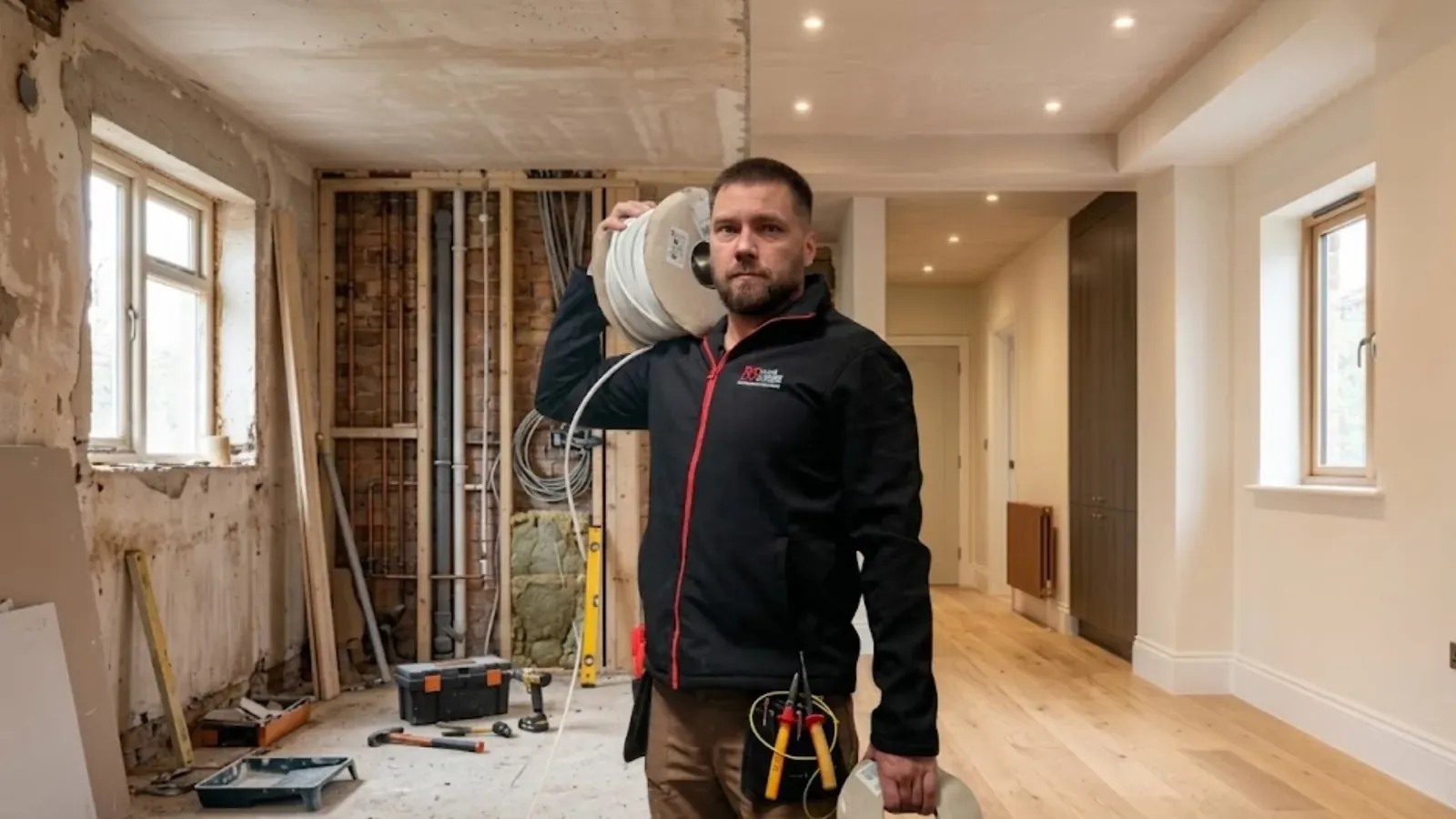 RS Construction operative on site during a project in East London
